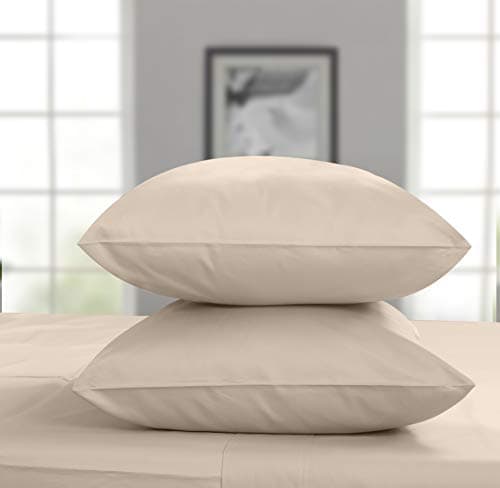 Threadmill King Size Pillow Cases 2 Piece Set | 1000 Thread Count 100% Supima Cotton Pillow Covers | Luxury Smooth Solid Sateen | Beige
