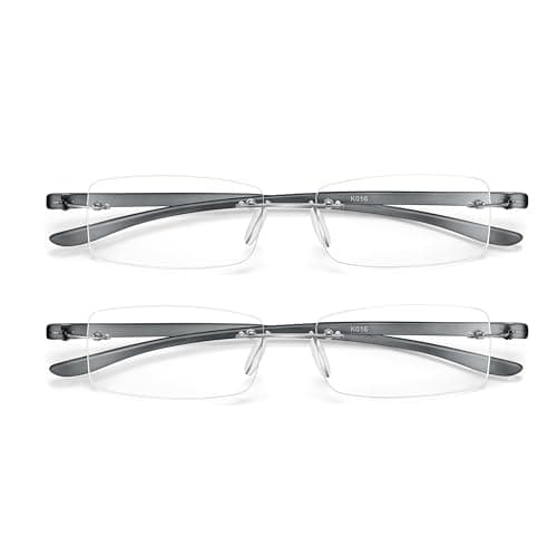 2 Pack Reading Glasses Blue Light Reading Glasses men's reading glasses for women Frameless Computer Reading Glasses