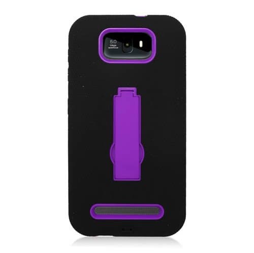CYstore RUGGED (Type 2) Dual Layer Armor Cover Case With Kick Stand For Blu Studio 5.5 / D610 (Include a CYstore Stylus Pen) - Purple/Black