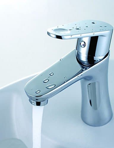 BBSLT- Contemporary Single Handle Chrome Polished Countertop Deck Mounted Brass Bathroom Wash Basin Faucet Tap Mixer