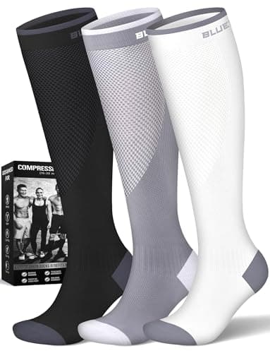 Bluemaple 6 Pack Copper Compression Socks for Women and Men Circulation-Best Support for Medical, Running,Nursing,Athletic