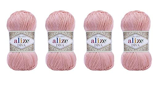 Hand Knitting Yarn 100% Microfiber Acrylic Yarn Alize Diva Silk Effect Thread Crochet Art Lace Craft Lot of 4 skeins 400gr 1532yds (363)