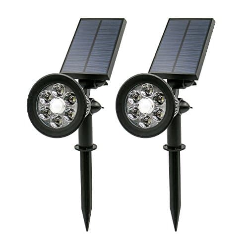 Outdoor Solar Spotlight with Motion Sensor (2-Pack) | 6 LED - 300 Lumen | Detects Movement and Automatically Turns from Dim Mode to Bright Mode
