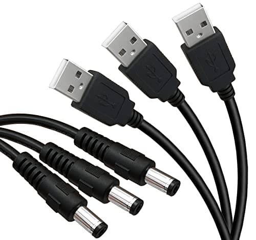 3-Pack 6ft USB 2.0 Type A Male to DC 5.5 x 2.1mm DC 5V Power Barrel Plug Connector Cable USB to 5v Power Cable USB to DC Power Tip Jack Cord