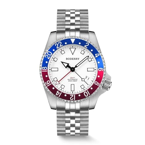 BODERRY Men's Watch Titanium Automatic 200M Waterproof Diver Watch with GMT Automatic Movement and Titanium Bracelet—Admiral