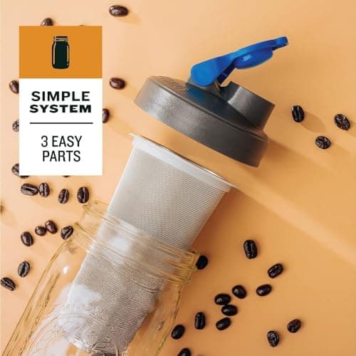 County Line Kitchen Glass Cold Brew Coffee Maker with Lid - Wide Mouth, 2 Quart (64 oz) - Heavy Duty, Leak Proof - Sun & Iced Tea Pitcher, Cold Brew Coffee, Breast Milk Storage, Water - Black