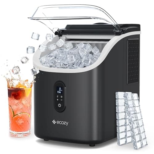 ecozy Ice Cube Makers Countertop, 33lbs Per Day Portable Ice Machine, Self-Cleaning Ice Maker Machine with 1.5L External Water Tank for Home Office Party Bar