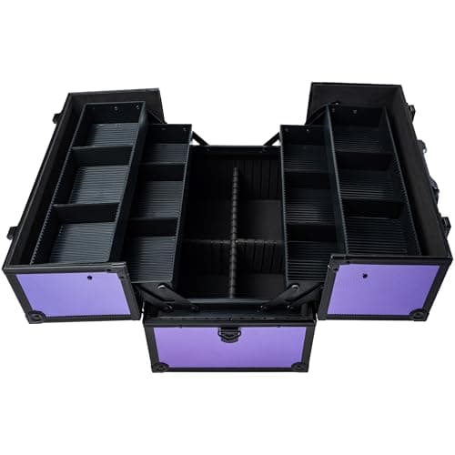 SHANY Essential Pro Makeup Train Case Cosmetic Box Portable Makeup Case Cosmetics Beauty Organizer Jewelry storage with Locks, Multi Compartments Makeup Box and Shoulder Strap - Lily