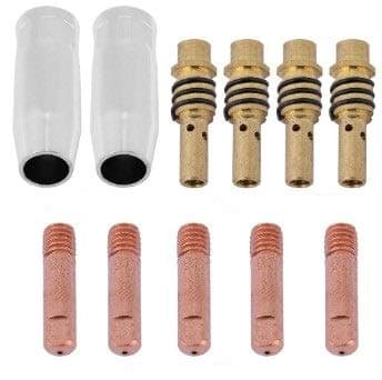KSTE 2 Nozzles + 4 Tip Holders + 5 Contact Tips Set for 15AK Torch Gun MIG Welder Consumable Accessory Parts Kit
