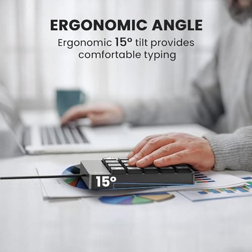 TechGarden 1Goal Wired Number Pad, USB Numeric Keypad 18 Key Number Keypad Keyboard for Laptop PC Computer Notebook, Big Print Letters - Black