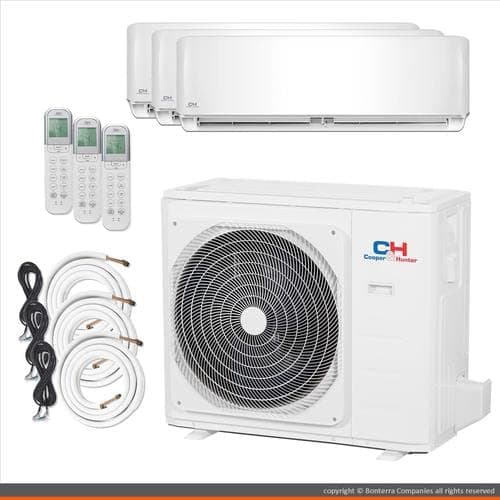 Cooper & Hunter Mini Split AC Heat Pump Ductless 3 Zone 9000 9000 12000 BTU