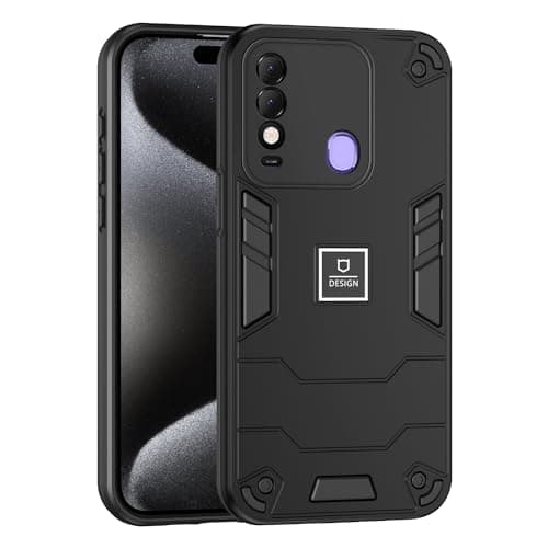 Phone Case Compatible with Tecno Spark 8,Compatible with Tecno Spark 8 KG6 KG6k Case Dual-Layer Drop-Proof TPU+PC 2-in-1 Protective Case Black