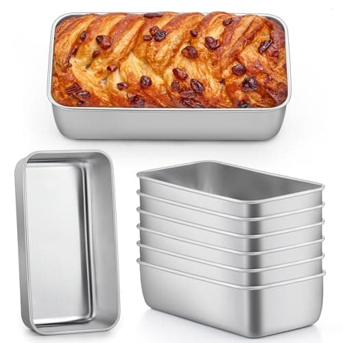 P&P CHEF Loaf Pan Set, 9 x 5 Inch Bread Pans, Stainless Steel Loaf Toast Baking Pans For Bread Meatloaf Lasagna Cake, Healthy & Non Toxic, Oven Safe& Easy Clean, (Silver, 8Pcs)