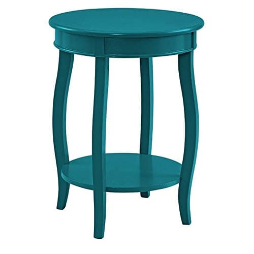 BOWERY HILL Round End Table with Shelf in Teal