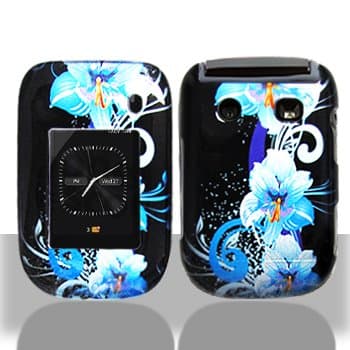 Blue Flower Snap on Hard Skin Shell Protector Cover Case for Blackberry Style 9670