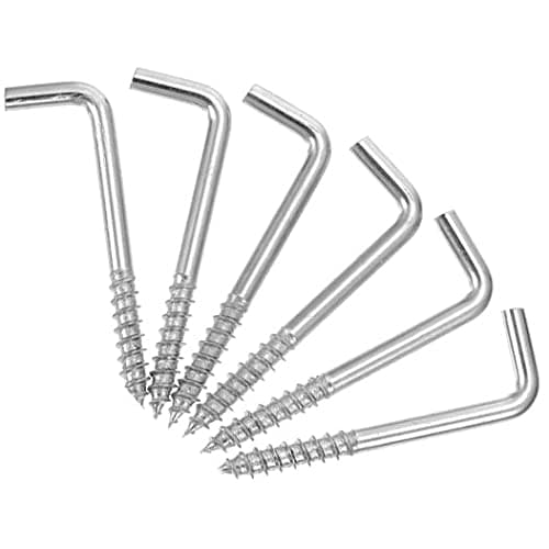 Keple 80mm L Shaped Hook Screws Right Angle Screws (Pack of 10) Zinc Plated Self Tapping 90 Degre Bend Wood Screw, Dresser, Cloth Dryer Square Hooks, Shouldered Wall Hanger, Cup, Picture Hook 5x80 mm