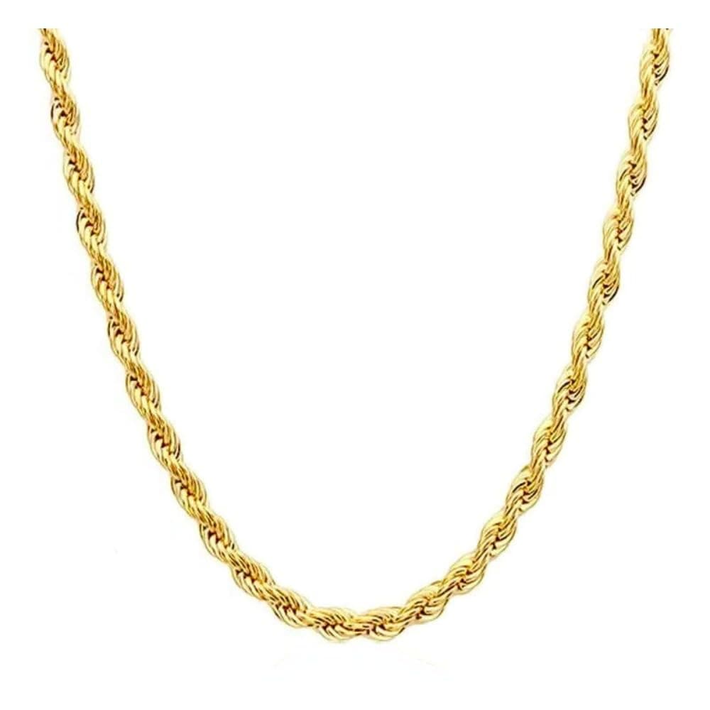 14K Solid Yellow Gold Diamond Cut Rope Chain Necklace, Available in 1.5mm,2mm,3mm and 4mm Thickness For Women and Men 16-36 Inch Lengths (2mm, 18inch)