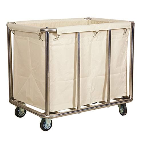 HYDT Laundry Container on Wheels with Metal Frame and Canvas Bag, Heavy-Duty Rectangle Rolling Laundry Trolley for Hospitals, 100kg
