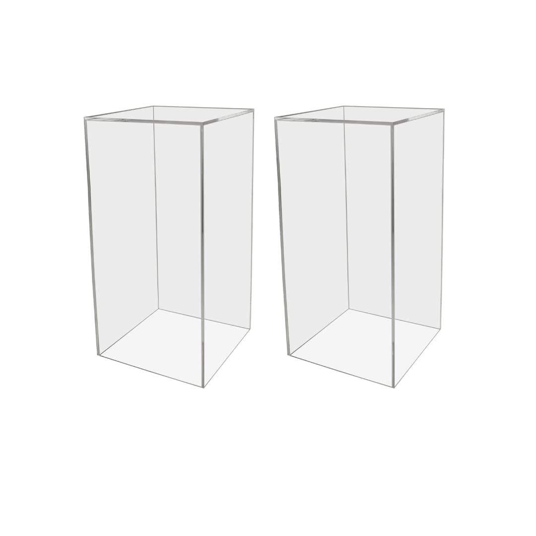 2 Pack Tall Display Box Clear Acrylic Pillar 12" x 12” x 24” Hollow Pedestal 5 Sided Retail Merchandise Plinth Display Trinkets Flower Tower Bin Multi Use Product Showcase by Marketing Holders