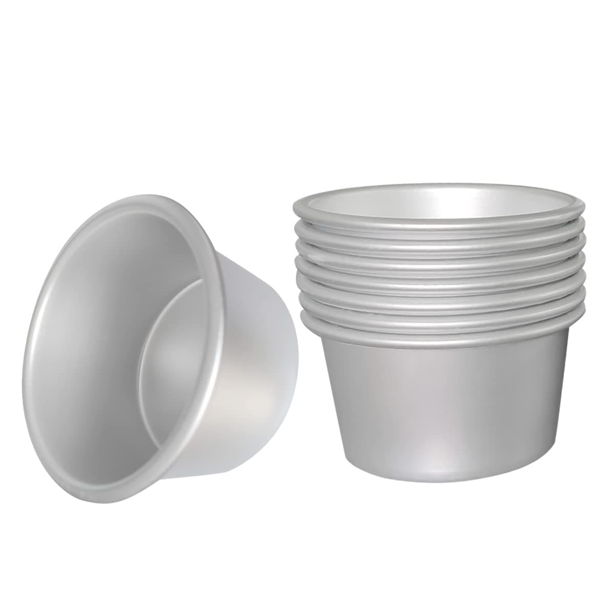 Pudding Cups Molds Individual Popover Pan Cupcake Muffin Baking Maker Aluminium 8 Pieces(3.74 x 2 x 2.87 Inch)