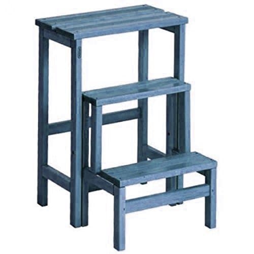 Valsecchi Su and Giu 3 Steps Ladder Stool, Beech wood, Light Blue, One Size