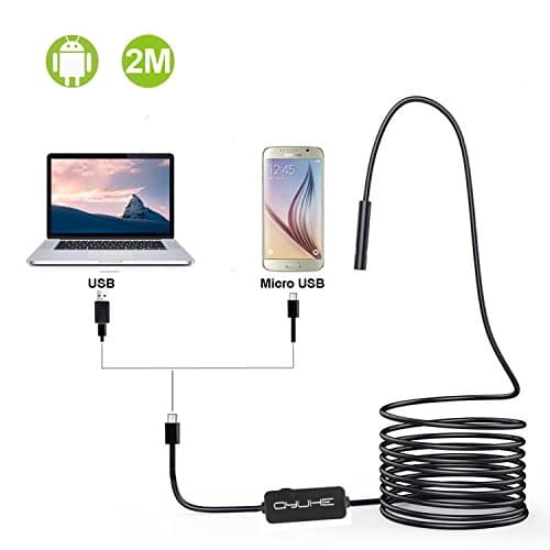 Android Smartphone Endoscope USB Borescope 7mm 2M Waterproof Inspection Snake Camera for Android System with OTG Function (6.56ft)