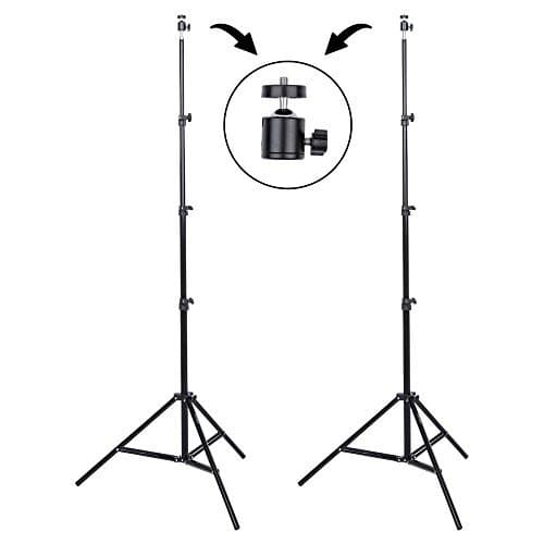 Interfit LS102 Studio Essentials Lightweight - Set of 2-7'6" Light Stands with Ball Heads & Carrying Bag, Black