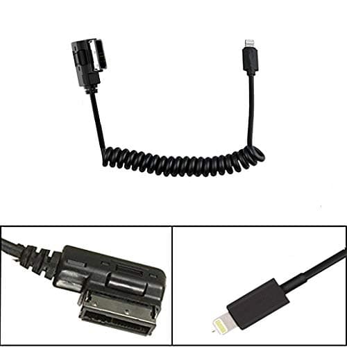 Aux Power AMI MMI Cable Coiled Cord Music Interface Compatible for iPXs Xs Max XR X 8 7 7 Plus for Audi A3/A4/A5/A6/A8/S4/TT VW Jetta Golf Passat Tiguan Touareg Skoda(Extend Length 2 Meters)