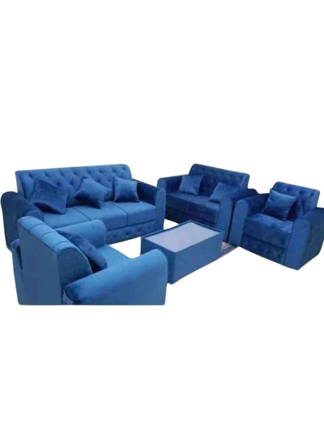 7– Seater sofa set With Table &Pillow - 1+1+2+3- / Blue Color.