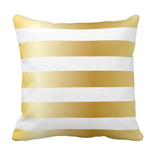 Comi Shiny Metallic Wide Gold Stripe Pattern Pillows Covers 18" X 18" £¨Two Sides)