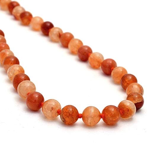 Natural AAA Fire Agate 108 Mala Necklace| Fire Agate Mala|108 Prayer Beaded Mala Necklace| Hand Knotted Mala Bracelet | Japa Mala| 8mm Round Beads| Meditation Tassel |Buddhist Mala