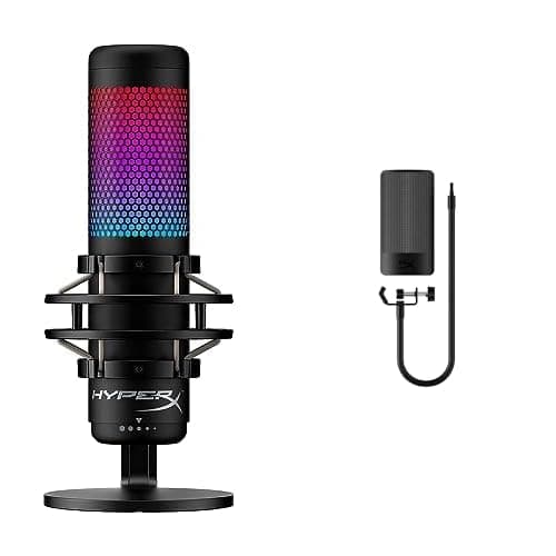 Bundle of HyperX QuadCast S – RGB USB Condenser Microphone for PC, PS4, PS5 and Mac, Anti-Vibration Shock Mount, 4 Polar Patterns, Pop Filter, Gain Control + HyperX Shield Microphone Pop Filter