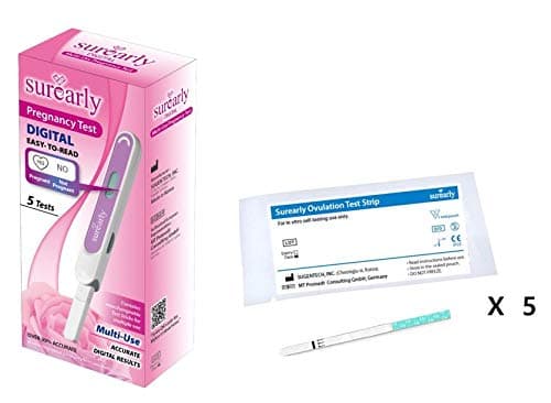Digital Multi-Use Pregnancy Test, Kit of 5 Tests & 5 Ovulation Test Strips