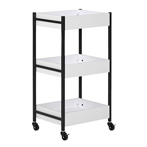 Sew Ready Charcoal/White 29.75" H 3-Bin Mobile Storage Organizer Cart for Bathroom, Kitchen, Crafts, Home Office or Laundry Rooms,Charcoal / White