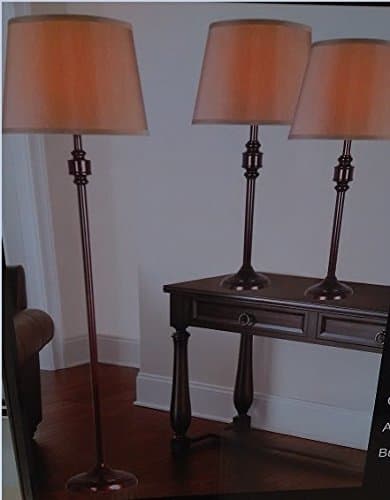 Newport Designs 3 Pack Copper Bronze Lamp Set, 2 Table Lamps & 1 Floor Lamp