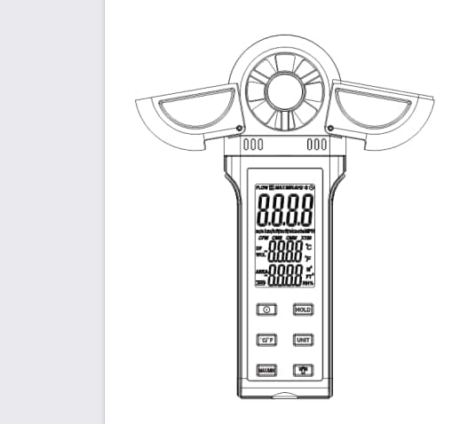 INFURIDERDigital Anemometer Wind Speed Meter, 6 Units Wind Gauge for Wind Velocity/Temperature/Relative Humidity, Auto-Off Wind Velocity Meter with Data Hold, LCD Backlight, for Shooting, Sailing