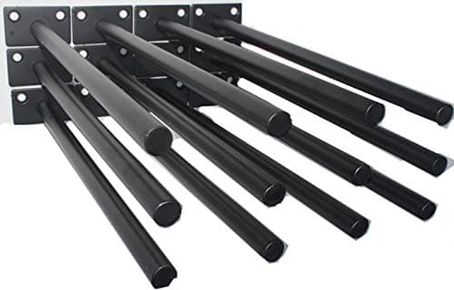 12 Pcs 10" Black Solid Steel Floating Shelf Bracket Blind Shelf Supports - Hidden Brackets for Floating Wood Shelves - Concealed Blind Shelf Support – Screws and Wall Plugs Included