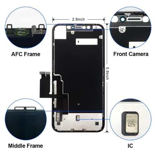 for iPhone XR LCD Screen Replacement 6.1 inch(Model A1984, A2105, A2106, A2108) Display digitizer Assembly Touch Screen,with Frame Assembly Repair Tool