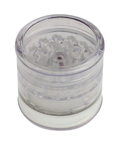 CLEAR STRONG PLASTIC HERB GRINDER WITH SHARK TEETH,5 PART