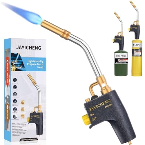 Propane Torch Head, High Intensity Trigger Start Mapp Gas Torch Head, JS12000 Flame Welding Torch Head with Self Ignition and Flame Lock for Light Welding, Soldering, Brazing, Heating, Thawing