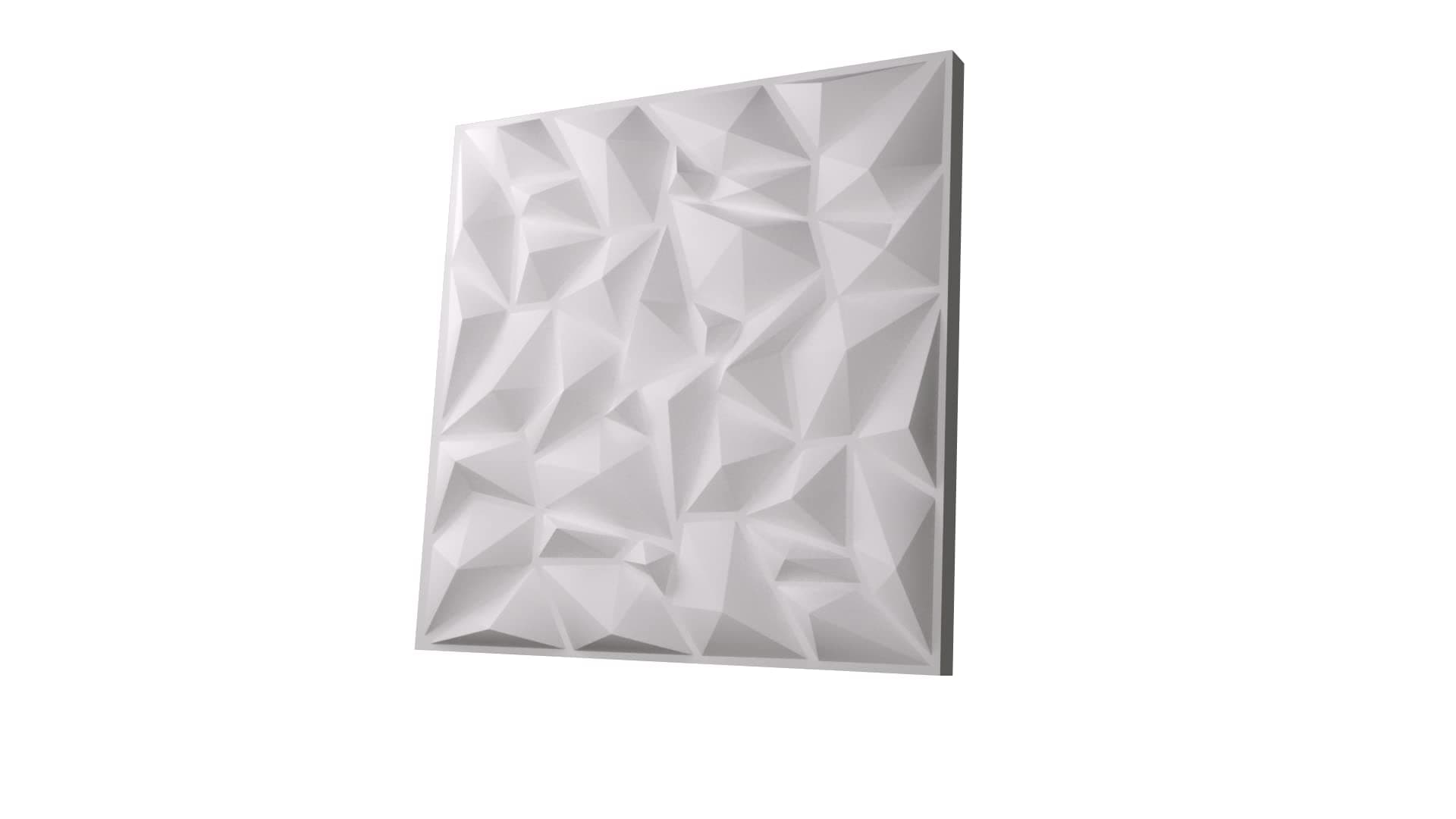 Anigma 3D PVC Wall Panels, 5 Different Shapes, White/Black, Easy Installation, 12 Panel Pack, 500x500mm Each Panel (LowPoly/White)