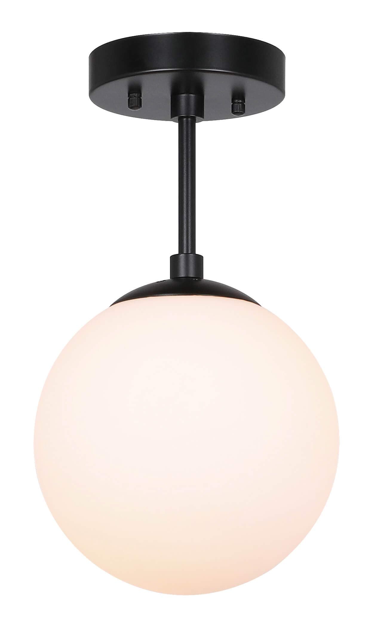 Semi Flush Light 1 Light Semi Flush Mount Ceiling Light, Globe Ceiling Light Matte Black Finish for Living & Dinning Room XB-SF1211-MBK
