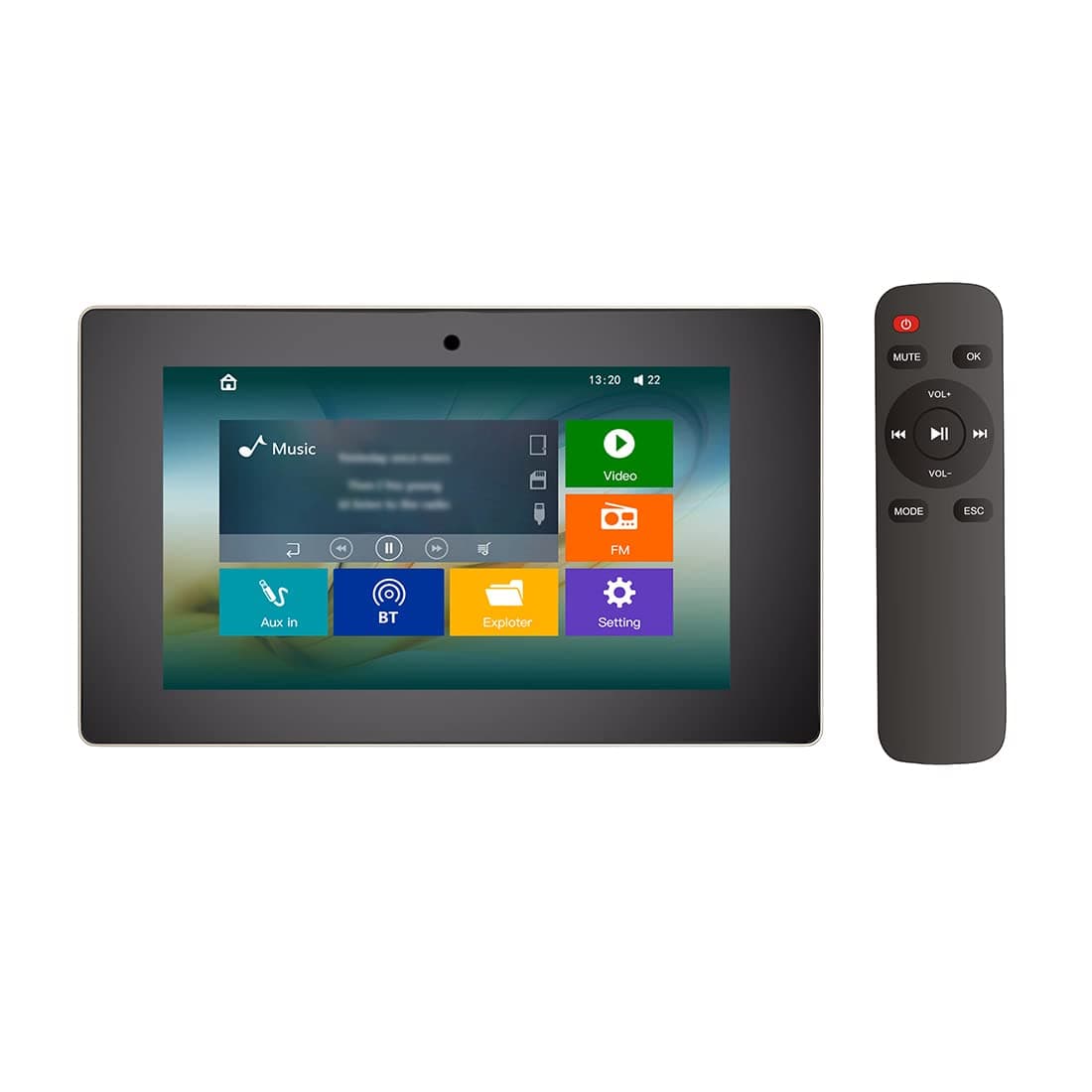 HELMER Bluetooth Amplifier in wall, Home Stereo Audio System, 5" Video Player with Touch Screen, Black, BM207M