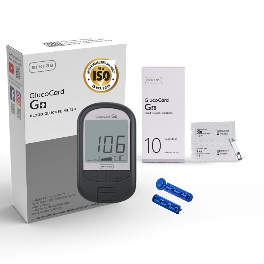 - Glucocard G+ Blood Sugar Testing Machine | Glucometer Kit for Diabetes with 10 Sugar Test Strips Included | Accurate Sugar Level Monitor