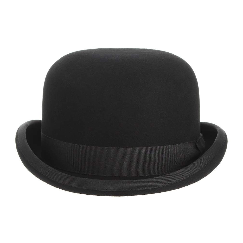 Mens 100% Wool Black Bowler Derby Hat Satin Lined Fedora Party Costume Hat