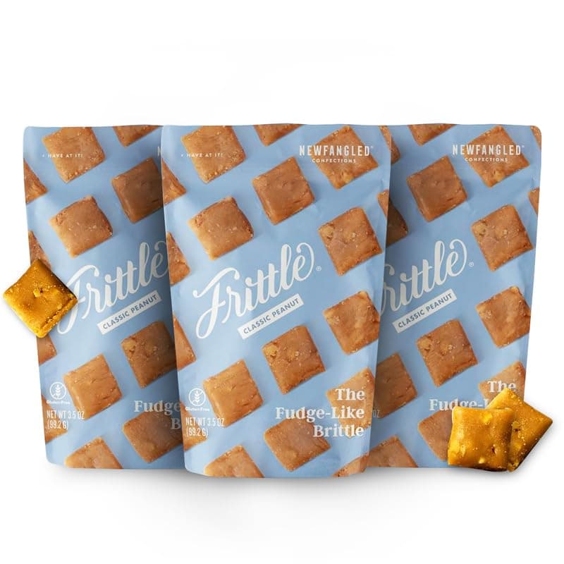 Frittle Soft Peanut Brittle Candy, 3-Pack Classic Peanut Butter Brittle Fudge 3.5 Oz, Gluten-Free & Vegan Peanut Brittle By Newfangled Confections