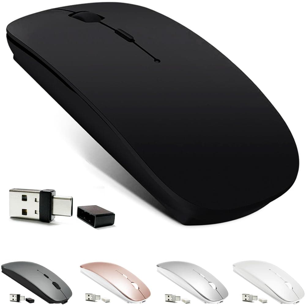KLO Rechargeable Bluetooth 5.2/3.0/Type-C/USB-2.4G Mouse for MacBook/MacBook air/Pro/iPad, Wireless Mouse for Laptop/Notebook/pc/iPad/Chromebook (Black)