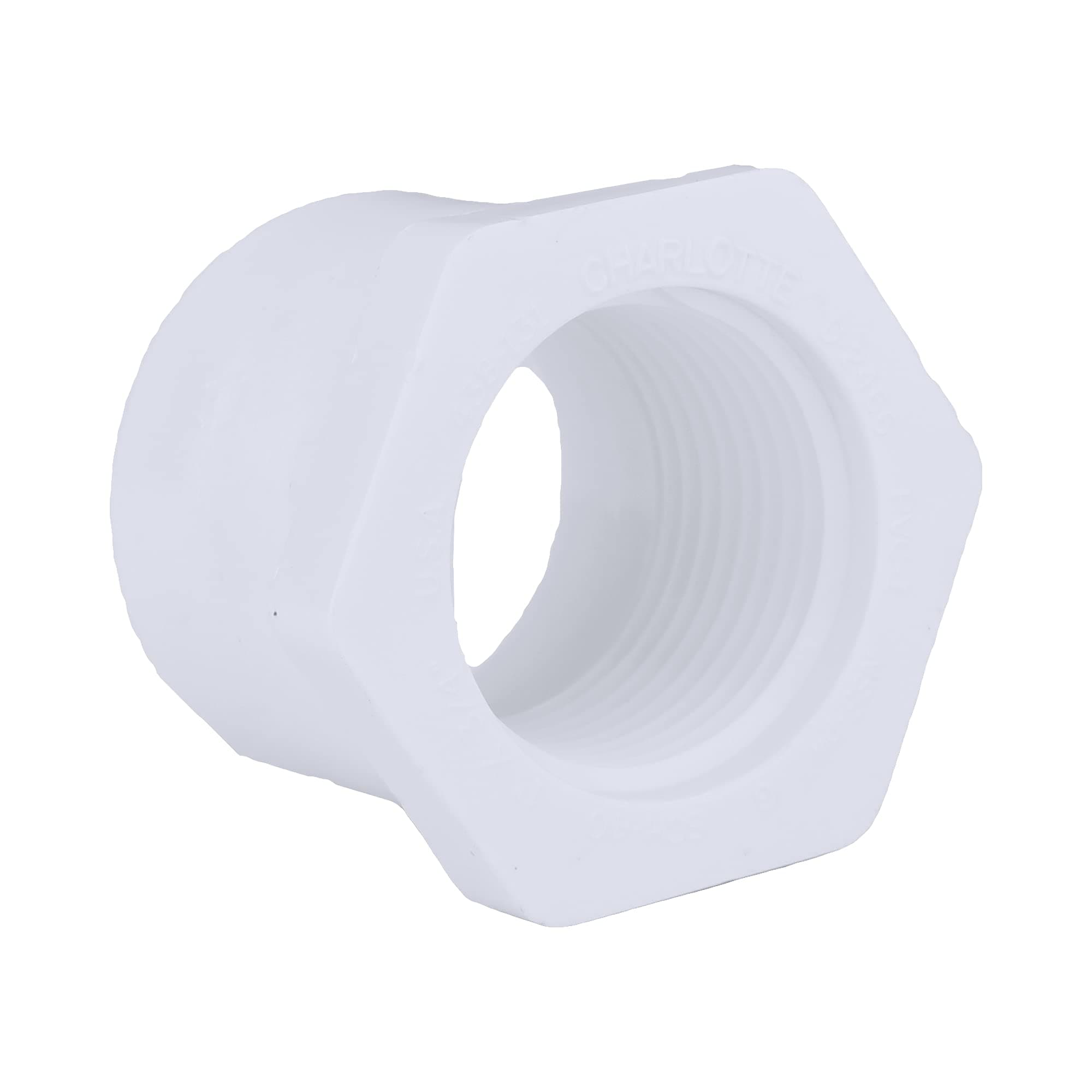Charlotte Pipe 1" X 3/4" Reducer Bushing Pipe Fitting - (Spigot x Female Pipe Thread) Schedule 40 PVC Durable, Easy to Install, and High Tensile for Home or Industrial Use (Single Unit)