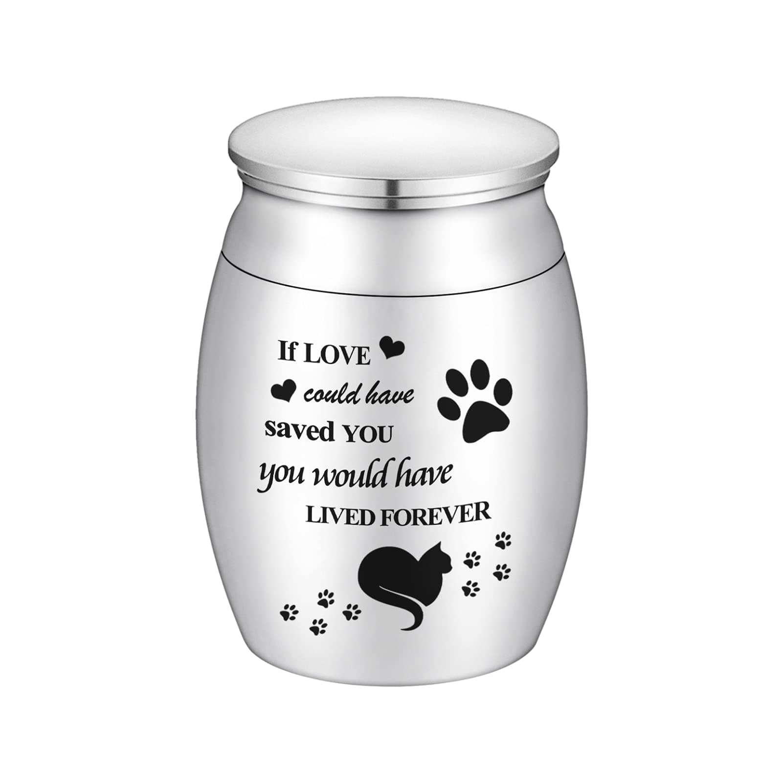 Small Cat Urn for Ashes 1.57 Inches Tiny Cremation Urn Mini Pet Paw Keepsake Stainless Steel Mini Urn for Cat Ashes Holder