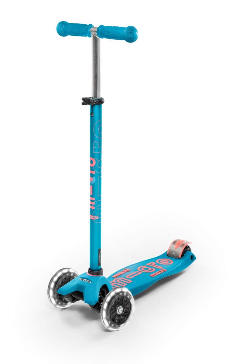 Micro Kickboard | Maxi LED Kids Scooter for Ages 5-12 | Children up to 110 lbs | 3 Wheel Lean-to-Steer Design | Adjustable T Bar | Smooth Ride, Motion Activated PU LED Wheels | Swiss Design